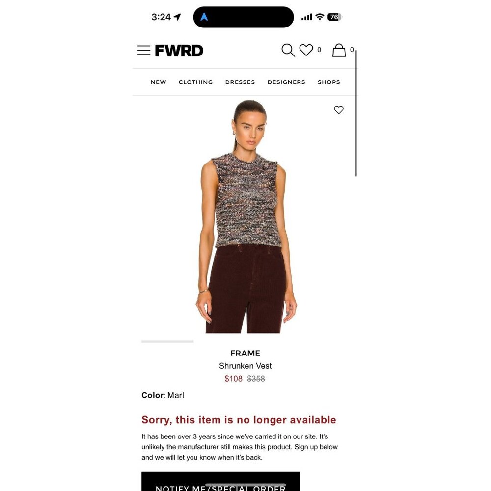 Frame Shrunken Vest Sweater